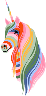 Compare un unicorno multicolore.